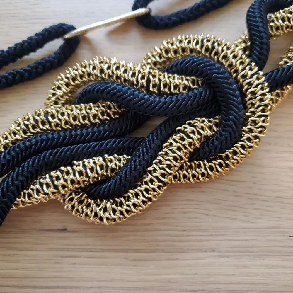 Vintage 80s Black and Gold Rope Belt